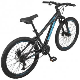 Mongoose Durham Mountain Bike, 21 Speeds, 24 In. Wheels, Black and Blue