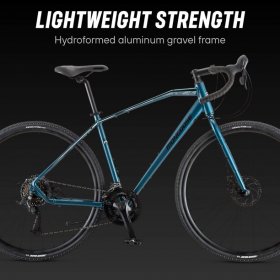 Mongoose Grit Adventure Road Bicycle, 14 speeds, 700c Wheels, Blue