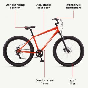 Schwinn Bellwood Comfort Hybrid Bicycle, 7-Speeds, 27.5 In. Wheels, Orange