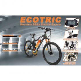 ECOTRIC UL Certified 500W Electric Bike 26" Adult Electric Bicycles 36V 12.5AH Removable Lithium Battery Ebike with Suspension Fork Aluminium Frame Beach Snow Mountain E-Bike for Adults