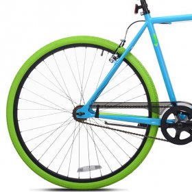 Kent Bicycles 700C Men's Ridgeland Hybrid Bike, Turquoise Blue, Yellow and Green