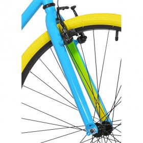 Kent Bicycles 700C Men's Ridgeland Hybrid Bike, Turquoise Blue, Yellow and Green